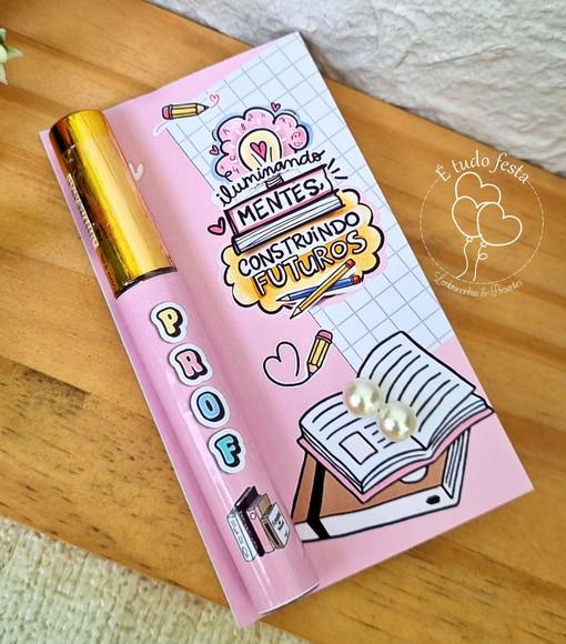 Lip Gloss + Brinco Labial Personalizado Dia dos Professores