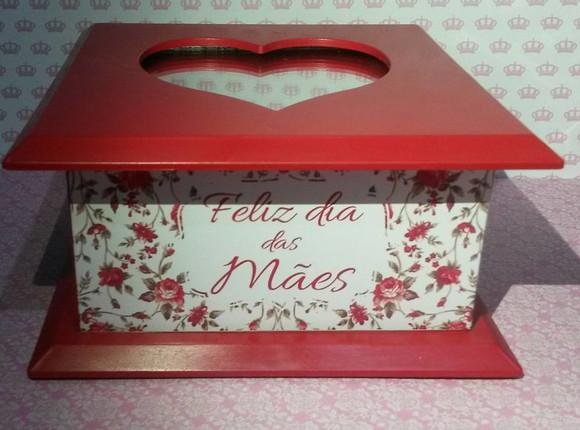 Porta joia com espelho - coração - dia das maes
