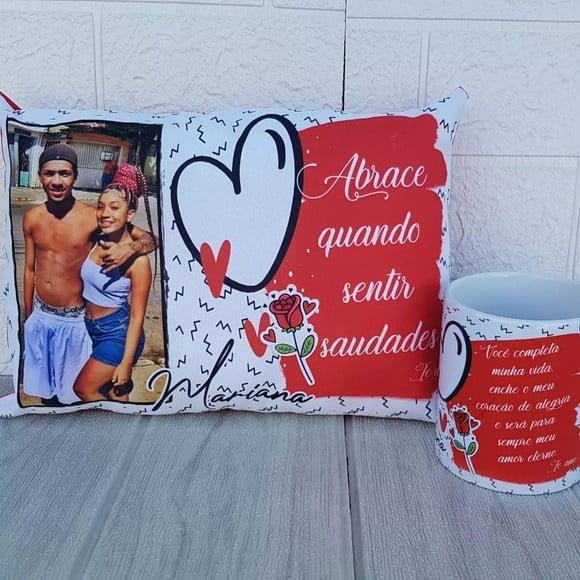 Presente Namorados Almofada + Caneca com Foto