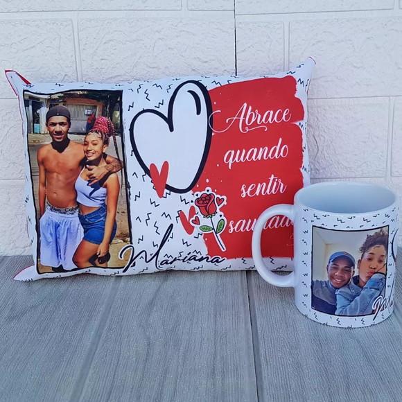 Presente Namorados Almofada + Caneca com Foto