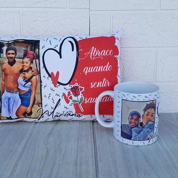 Presente Namorados Almofada + Caneca com Foto