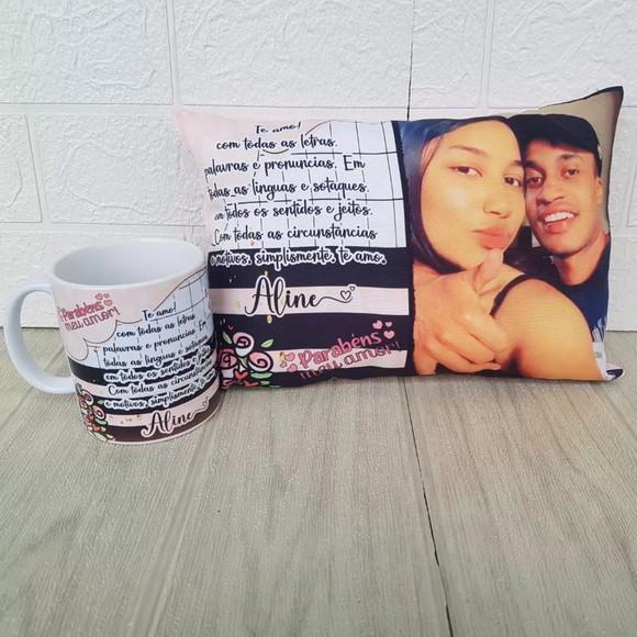 Presente Namorados Almofada + Caneca com Foto