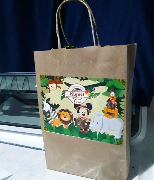 Adesivo personalizado para sacola de Kraft mickey safari