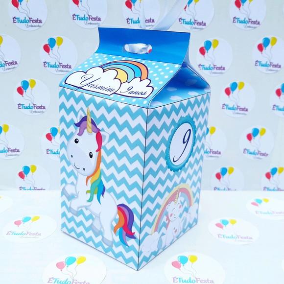 Caixinha de milk Unicórnio azul