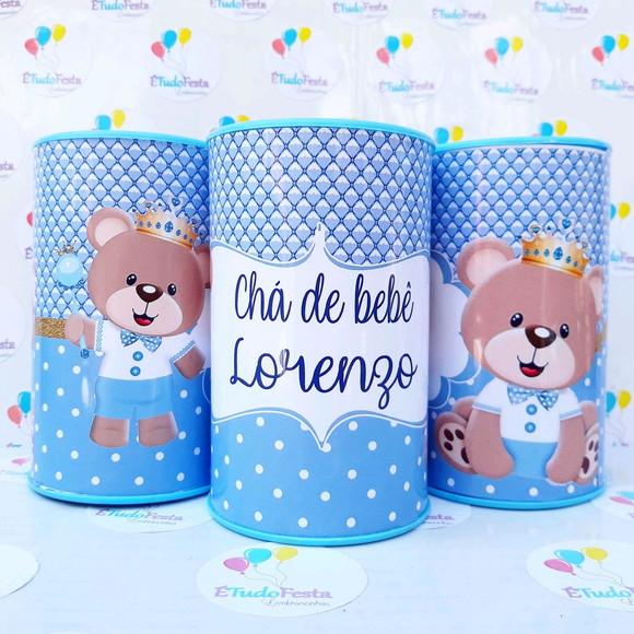 Cofrinho personalizado - Ursinho príncipe (Chá de bebê)