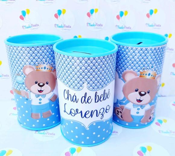 Cofrinho personalizado - Ursinho príncipe (Chá de bebê)