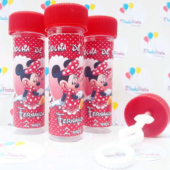 Frasco bolinha de sabão personalizado Minnie Vermelha