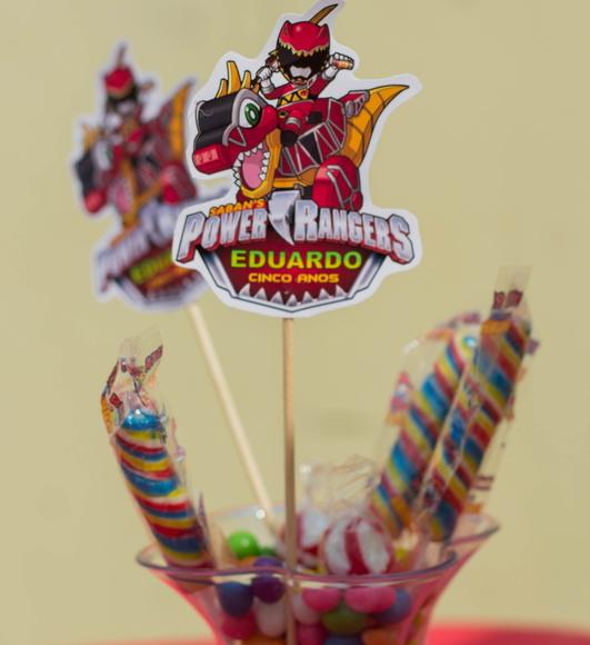 Topper para centro de mesa personalizado Power Rangers