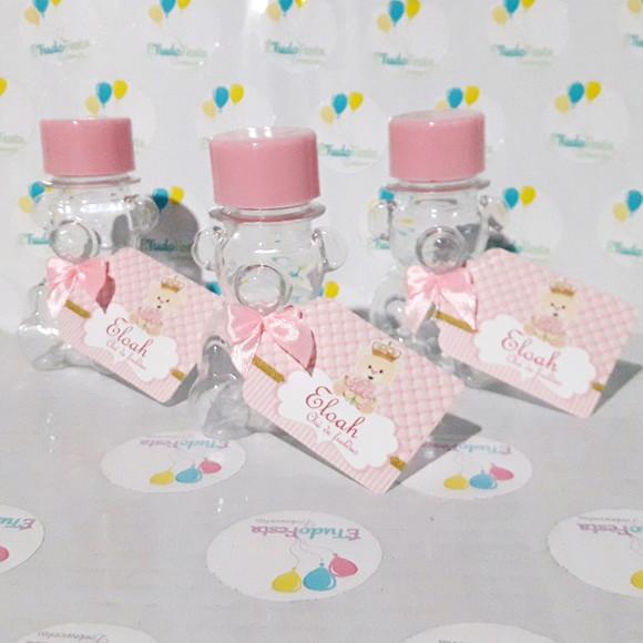Tubete personalizado Ursinha de coroa - Rosa