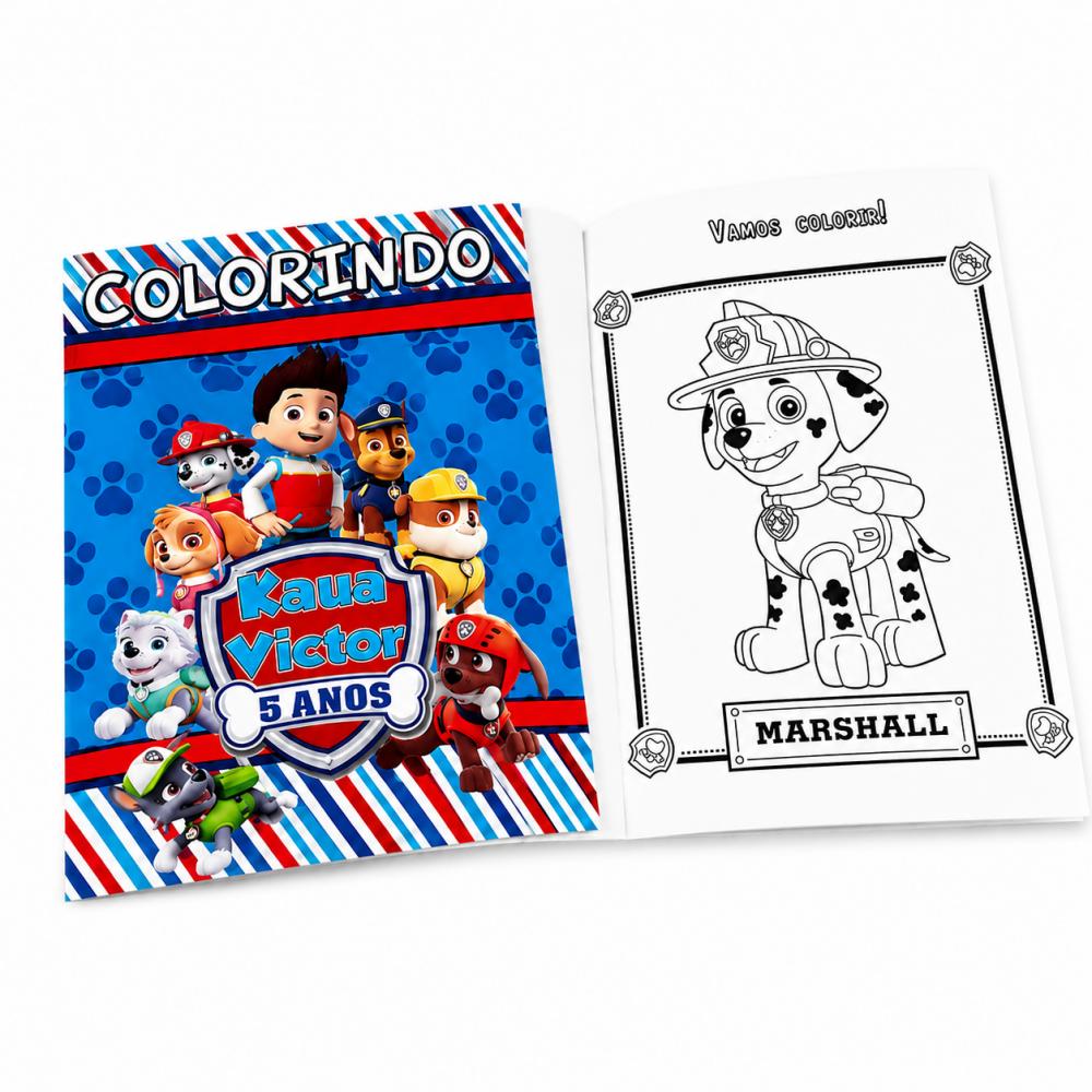Revista para Colorir Patrulha Canina Personalizada com Nome e Ida