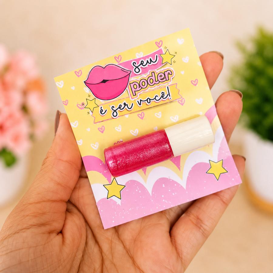 Mini Lip Gloss Labial com Cartão para o Dia da Mulher