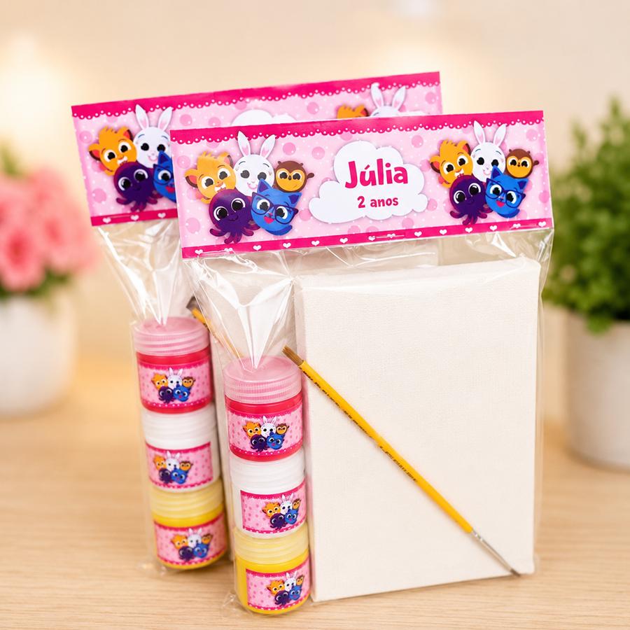 Kit Pintura em Tela - Bolofofos Rosa Menina