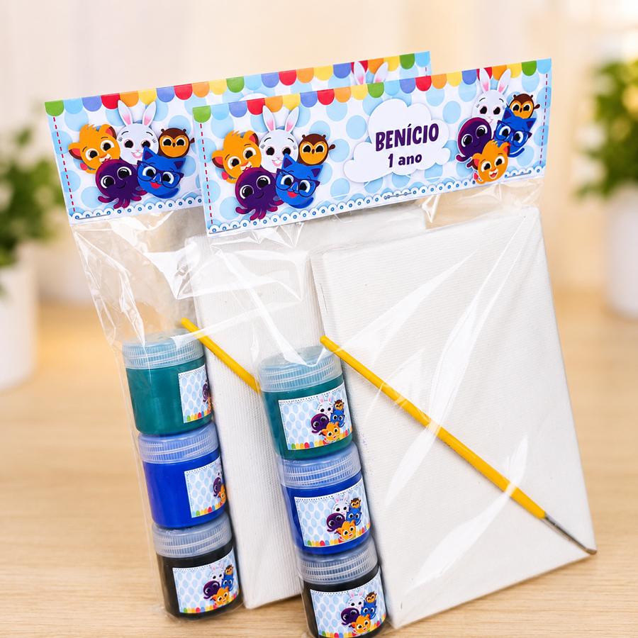 Kit Pintura em Tela - Bolofofos Azul Menino