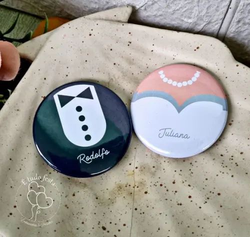 10 Espelho de Bolsa + 10 Abridor de Garrafas para Casamento