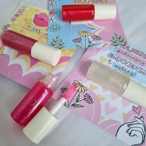 Mini Lip Gloss Labial com Cartão para o Dia da Mulher