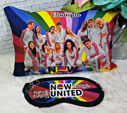 Almofada + Tapa Olho Personalizada - Banda Now United