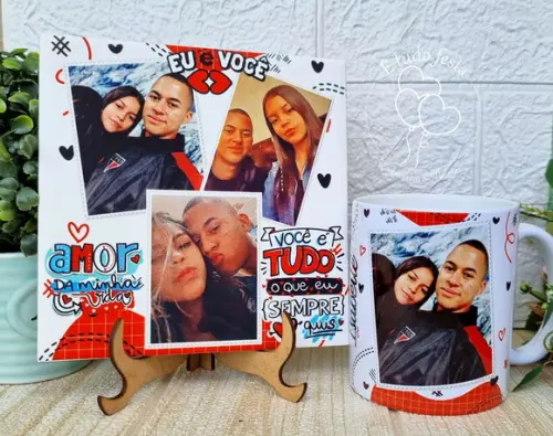 Azulejo + Caneca para Namorados com Foto