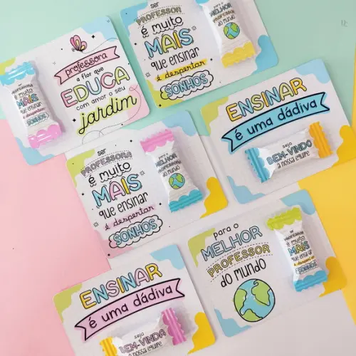 Balas Personalizadas + Card - Volta as Aulas