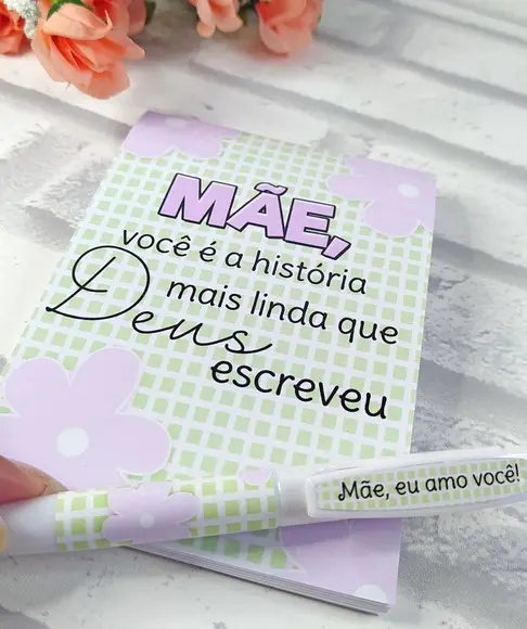 Bloquinho de Anotações + Caneta Dia das Mães