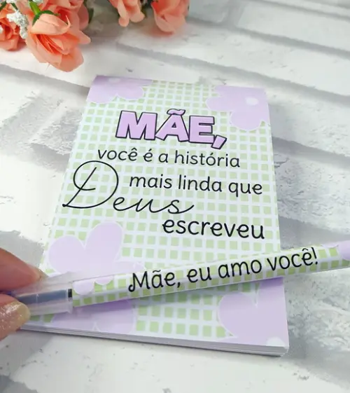 Bloquinho de Anotações + Caneta Dia das Mães