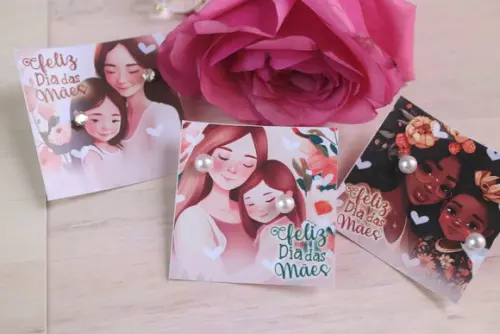 Brinco Pérola na Tag Personalizado -dia da Mães
