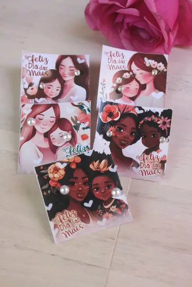 Brinco Pérola na Tag Personalizado -dia da Mães