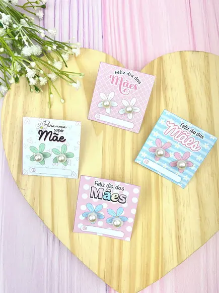 Brinco Pérola na Tag Personalizado -dia da Mães