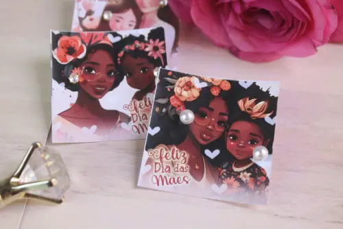 Brinco Pérola na Tag Personalizado -dia da Mães