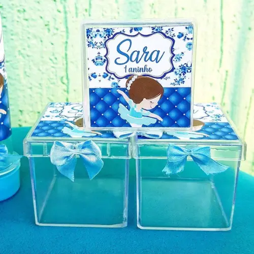 Caixinha Acrílica Personalizada Bailarina Azul