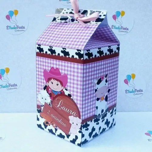 Caixinha de Milk a Fazendinha Rosa