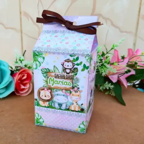 Caixinha de Milk Personalizada - Safari Menina
