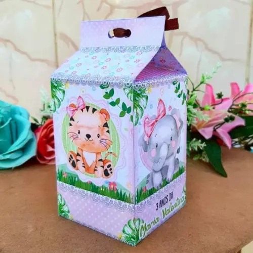 Caixinha de Milk Personalizada - Safari Menina