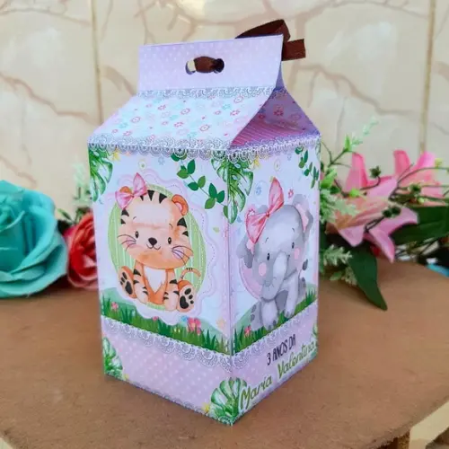 Caixinha de Milk Personalizada - Safari Menina