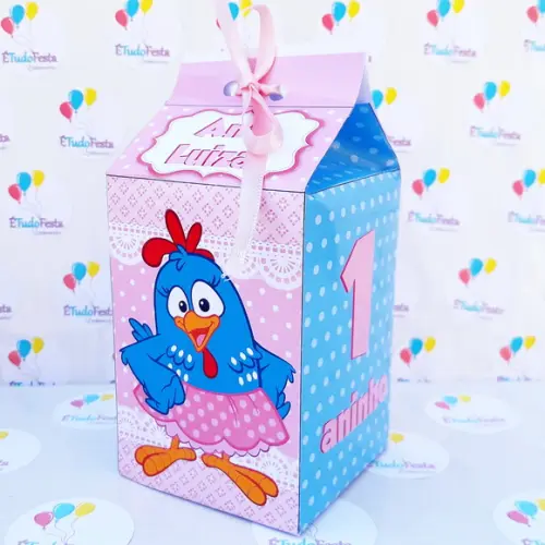 Caixinha de Milk Personalizada Galinha Pintadinha - Rosa