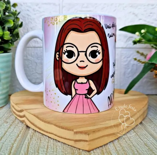 Caneca com Caricatura de Desenho e Frases