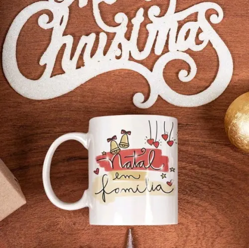 Caneca de natal - natal em familia