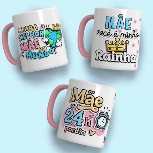 Caneca Dia das Mães com Alça Colorida