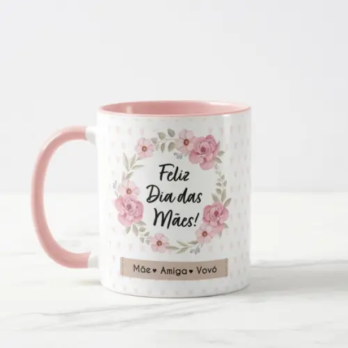 Caneca Dia das Mães com Alça Colorida