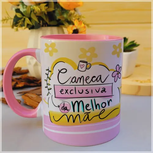 Caneca Dia das Mães com Alça Colorida