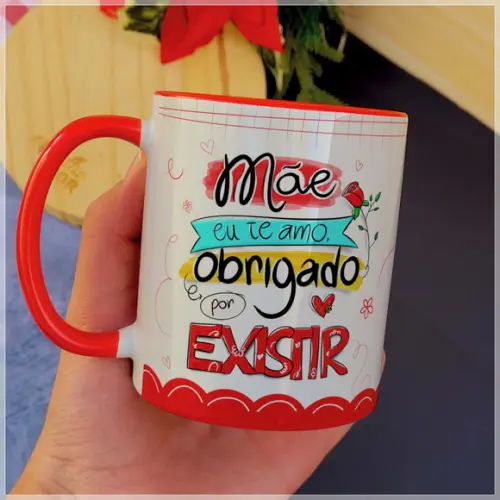 Caneca Dia das Mães com Alça Colorida