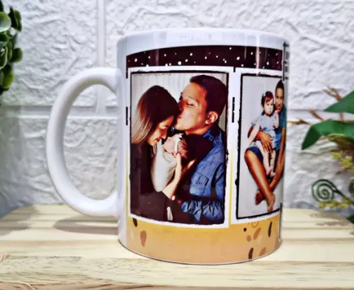 Caneca Familia com Foto ( 3 Fotos Retrospectiva)
