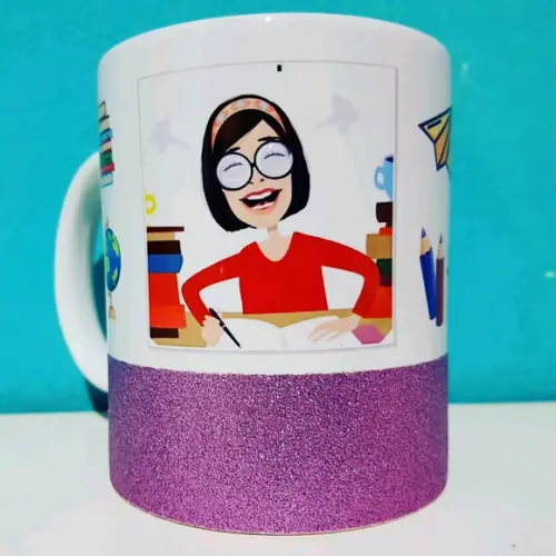 Caneca Personalizada dos Professores com Tarja Gliter