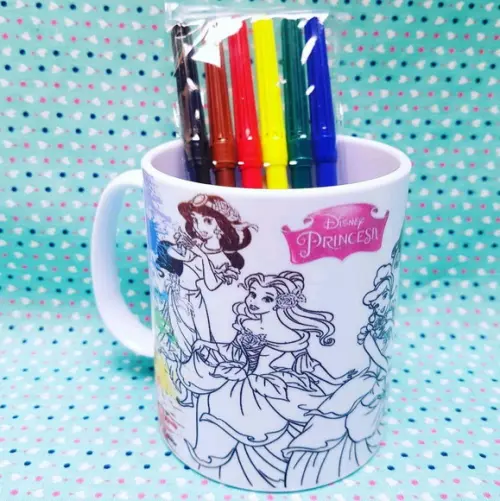 Caneca Personalizada para Colorir - Princesas