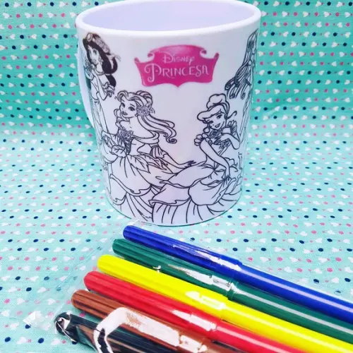 Caneca Personalizada para Colorir - Princesas