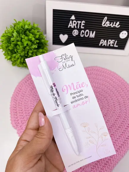 Caneta Personalizada com Cartão Dia das Mães