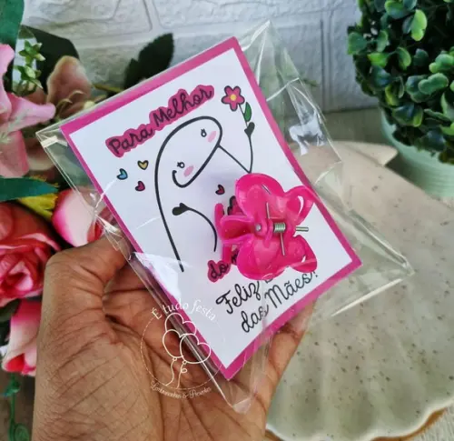 Card com Presilia de Cabelo Dia das Mães