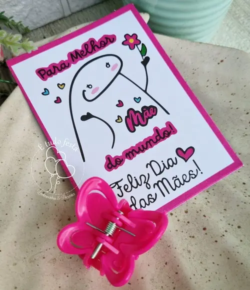 Card com Presilia de Cabelo Dia das Mães