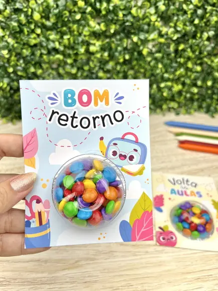 Cartões com Blister Volta as Aulas (com M&m)