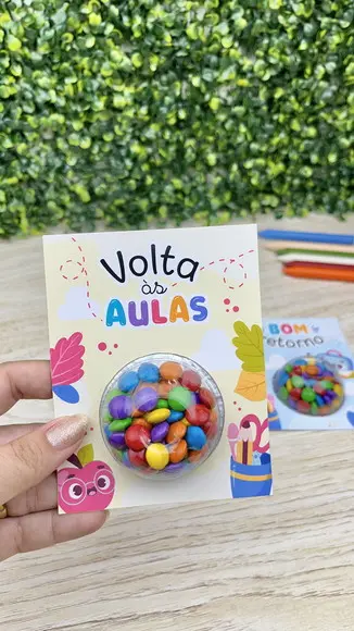 Cartões com Blister Volta as Aulas (com M&m)