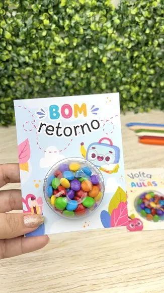 Cartões com Blister Volta as Aulas (com M&m)
